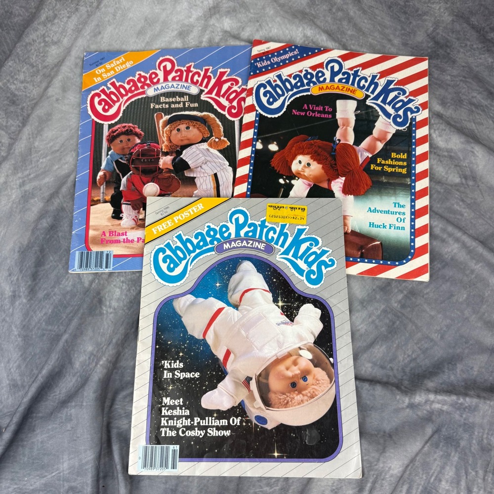 Vintage Cabbage Patch Kids Magazine Lot 1986 1987 Space Olympics Baseball 3 Pack